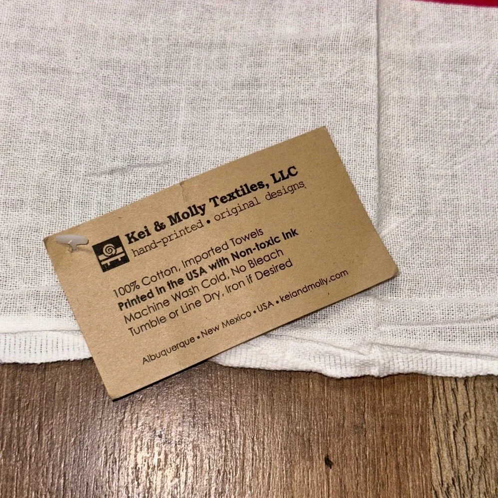 Kei & Molly Textiles Red Clothesline Flour Sack Dish Towel 100% Cotton 28x28